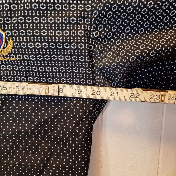 Porto Blanco Black Pattern Button‎ Flip Cuff  Algondon Cotton Shirt Men's Large - Picture 11 of 13